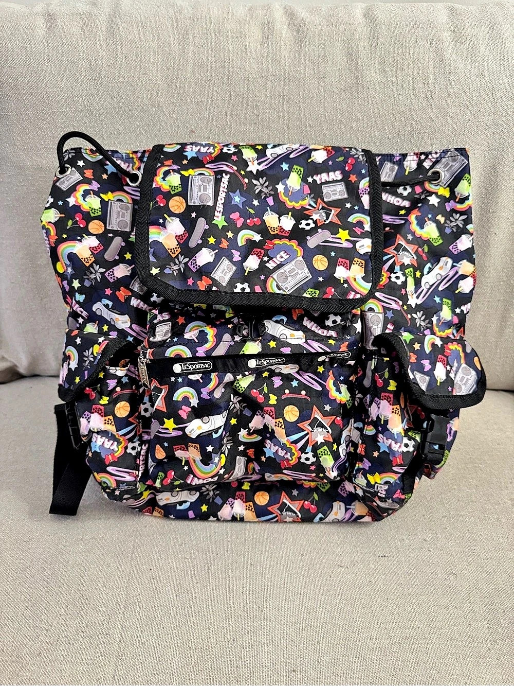 LeSportsac Voyager Backpack Printed Black & Multicolor